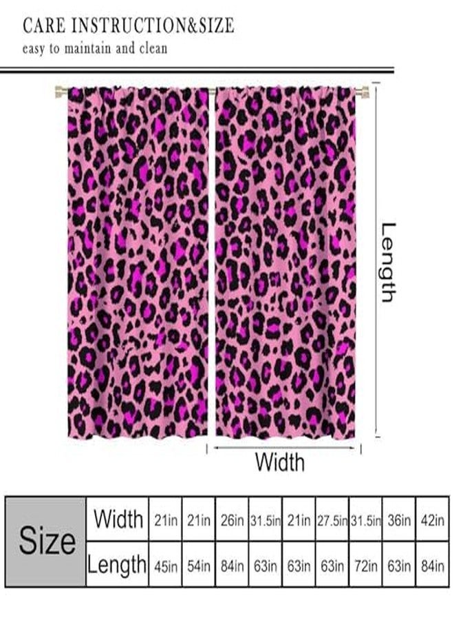 KANEPE Leopard Curtains, Pink Leopard Pattern Design Wild Animal Skin Spots Print Window Treatments, Retro Rod Pocket Thermal Insulation Drapes for Bedroom Living Room, 42" W X 45" L - Image 2